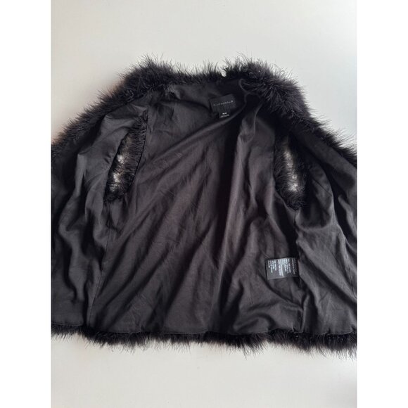 CLUB MONACO Violet Soot Black Genuine Feather Fur Vest, Size M - Picture 12 of 15